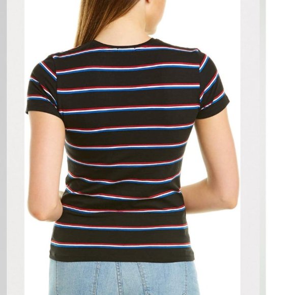 ATM Women's Short Sleeve Stripe Pima Cotton Jersey Fitted Baby T Shirt L - Picture 2 of 13